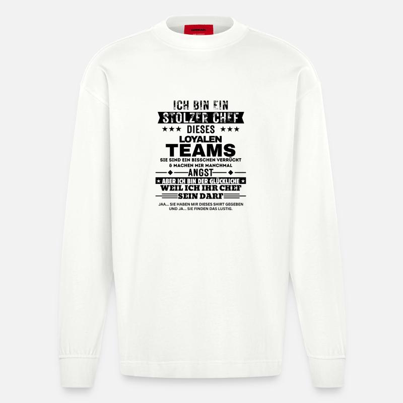 Stolzer Chef von einem loyalen Team - Heavyweight Oversized Organic Langarmshirt Made in EU - OFF WHITE