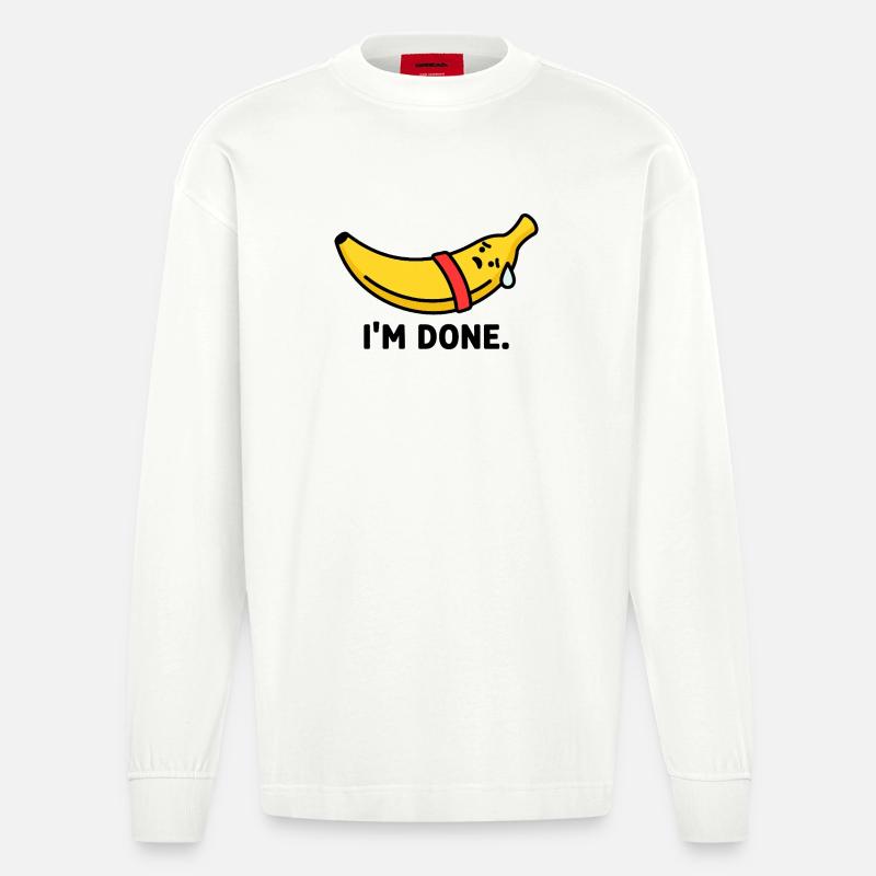 Das Workout Burnout Banana - Heavyweight Oversized Organic Langarmshirt Made in EU - OFF WHITE