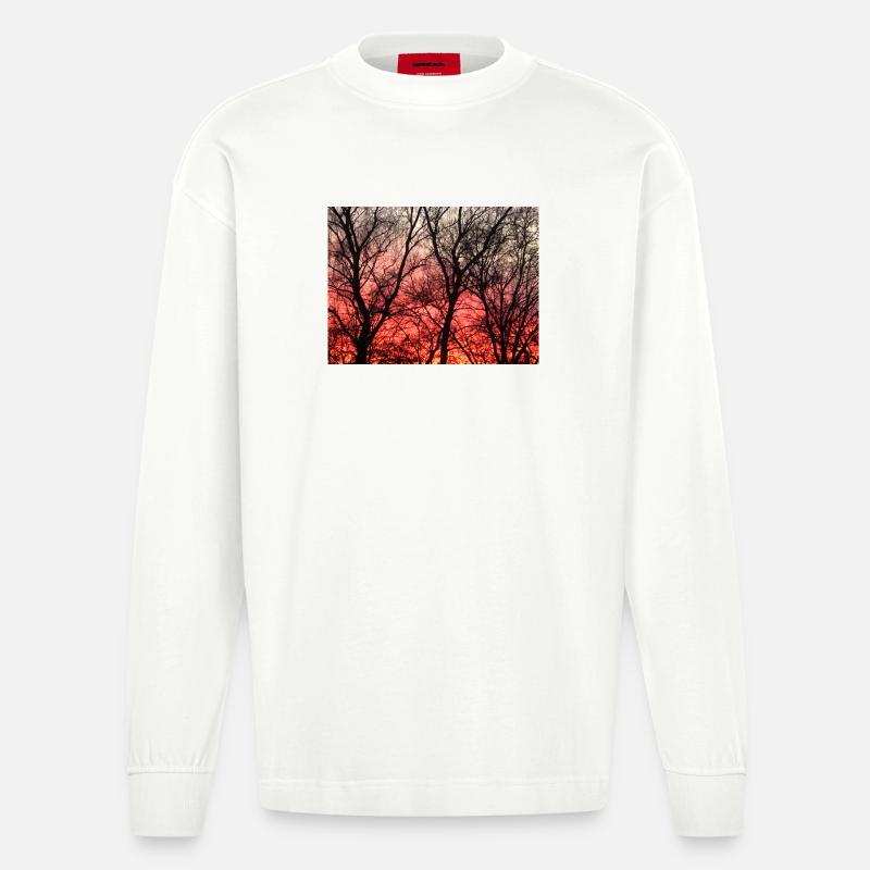 Abendrot_1 - Heavyweight Oversized Organic Langarmshirt Made in EU - OFF WHITE
