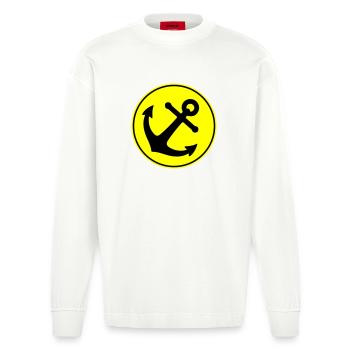Anchor icon - Heavyweight Oversized Organic Longsleeve Shirt Made in EU - OFF WHITE - Front