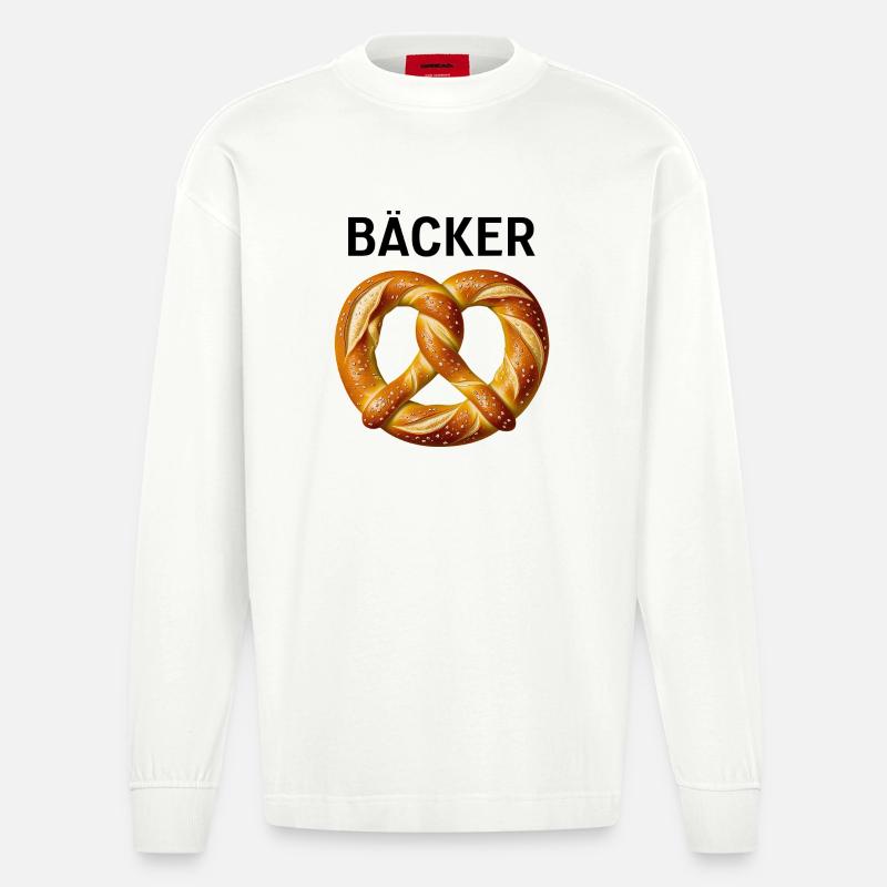 Bäcker Kostüm Brezel Beruf Karneval Bäckerei - Heavyweight Oversized Organic Langarmshirt Made in EU - OFF WHITE