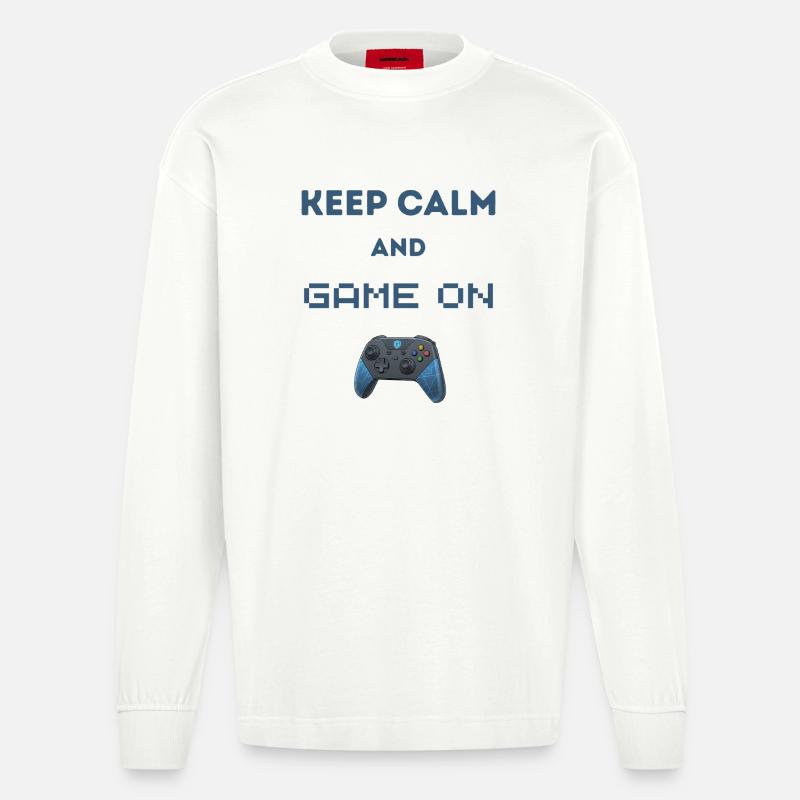 Reste calme et continue le jeu - Manches longues bio épais oversize fabriqué en UE - OFF WHITE