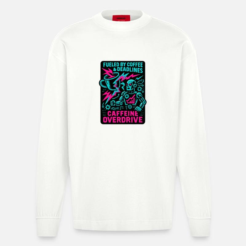 Telearbeit – Telearbeit – Voll-Fernarbeit - Heavyweight Oversized Organic Langarmshirt Made in EU - OFF WHITE