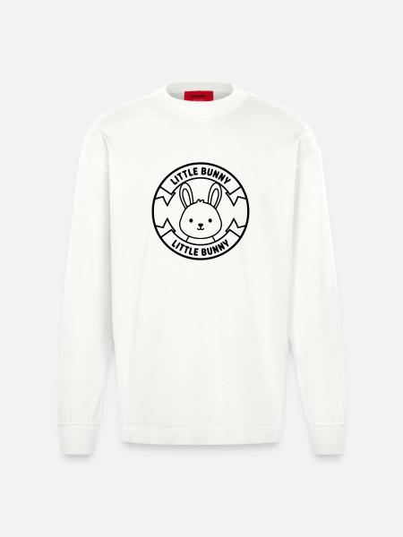 Logo Petit Lapin Bébé Mignon - Manches longues bio épais oversize fabriqué en UE - OFF WHITE