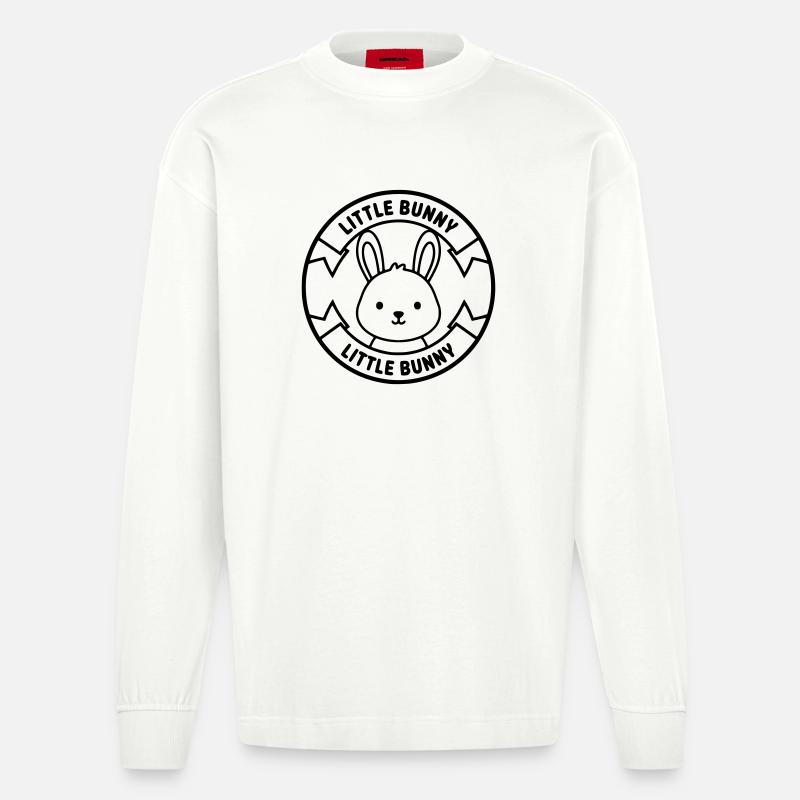 Logo Petit Lapin Bébé Mignon - Manches longues bio épais oversize fabriqué en UE - OFF WHITE