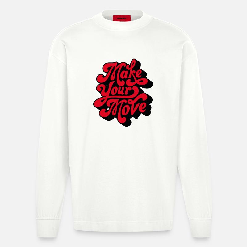 Make Your Love Retro Script - Heavyweight Oversized Organic Langarmshirt Made in EU - OFF WHITE