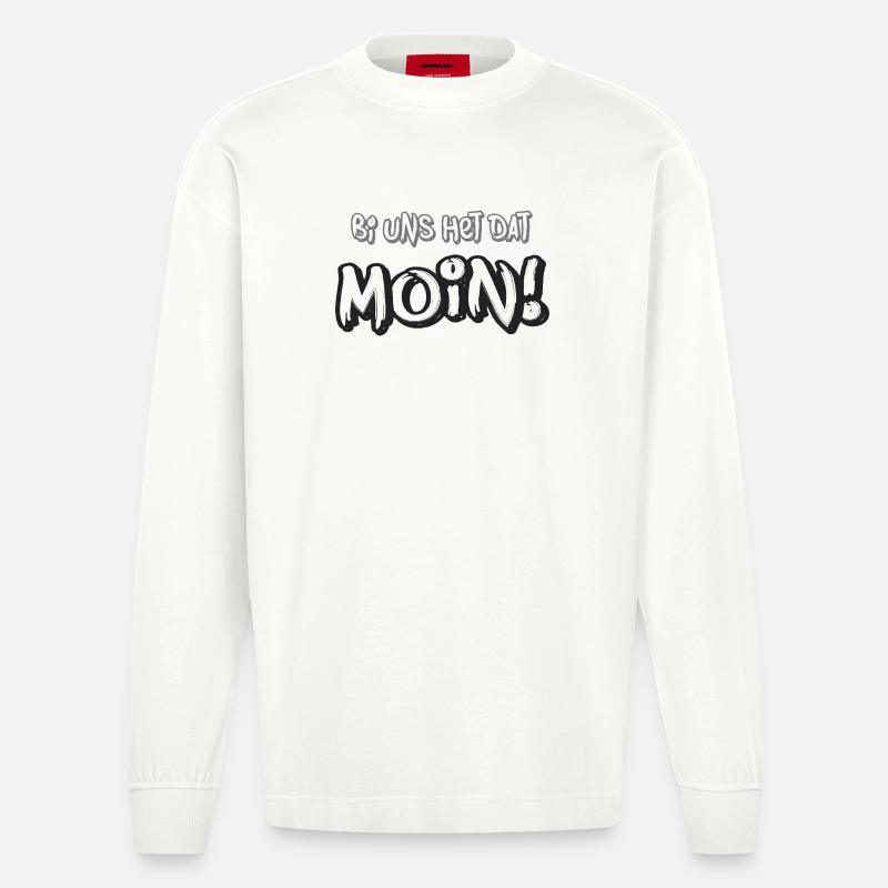 Moin – Bi uns het dat  - Heavyweight Oversized Organic Langarmshirt Made in EU - OFF WHITE