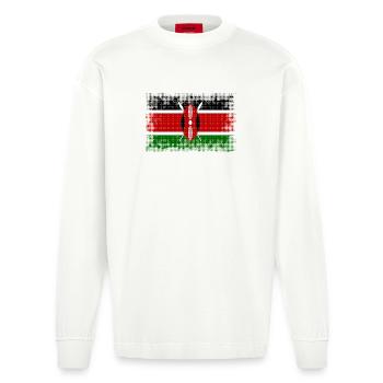 Pays du drapeau Kenya - Manches longues bio épais oversize fabriqué en UE - OFF WHITE - Devant