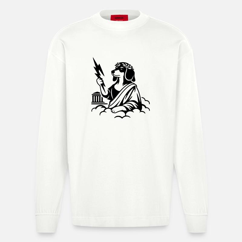 Zeus Wursto's Dachshund - Heavyweight Oversized Organic Longsleeve Shirt Made in EU - OFF WHITE