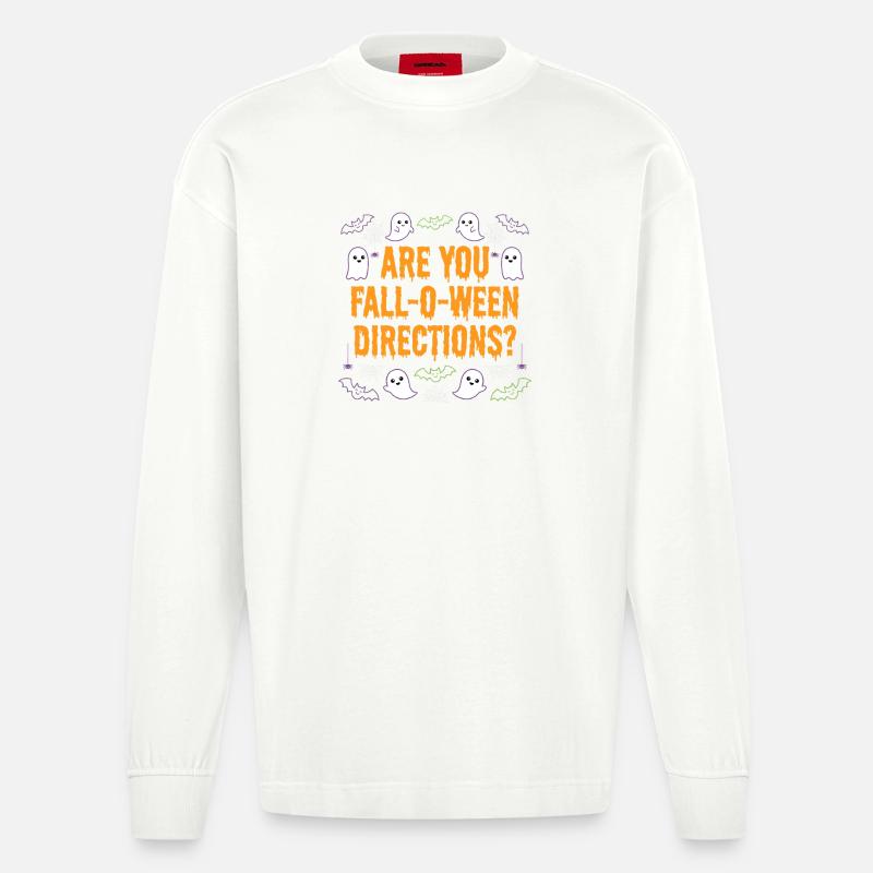 Bist du ein Herbst-O-Ween-Anleitungslehrer? Hallow - Heavyweight Oversized Organic Langarmshirt Made in EU - OFF WHITE