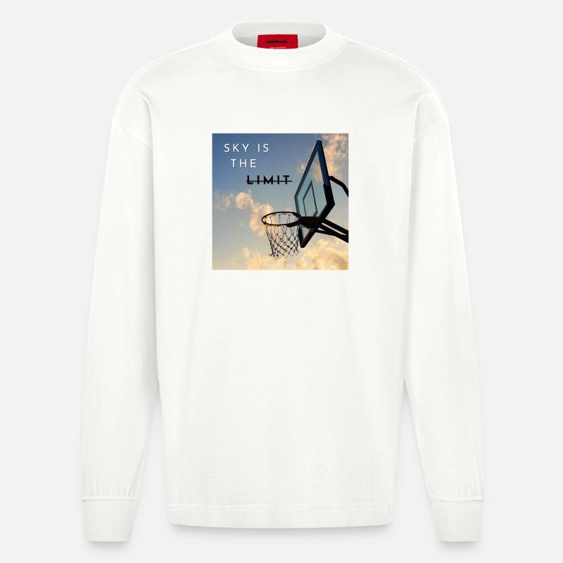 Sky Is The Limit Hoops - Heavyweight Oversized Organic Langarmshirt Made in EU - OFF WHITE