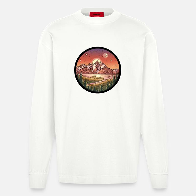 Mondscheingebirge Rundpatch - Heavyweight Oversized Organic Langarmshirt Made in EU - OFF WHITE