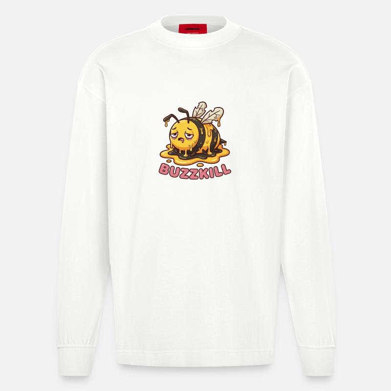 Don't Be A Buzzkiller – Lustiges Bienendesign - Heavyweight Oversized Organic Langarmshirt Made in EU - OFF WHITE