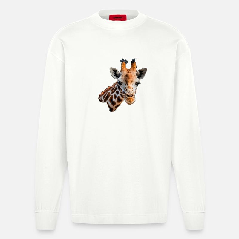 giraffenkopf - Heavyweight Oversized Organic Langarmshirt Made in EU - OFF WHITE