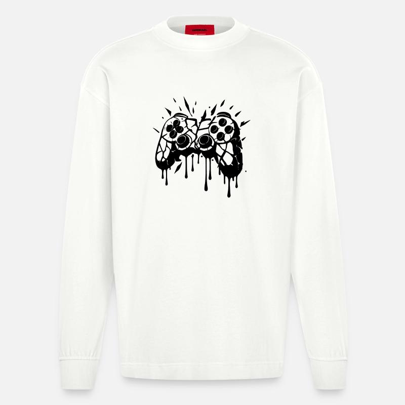 Kaputter Controller - Heavyweight Oversized Organic Langarmshirt Made in EU - OFF WHITE