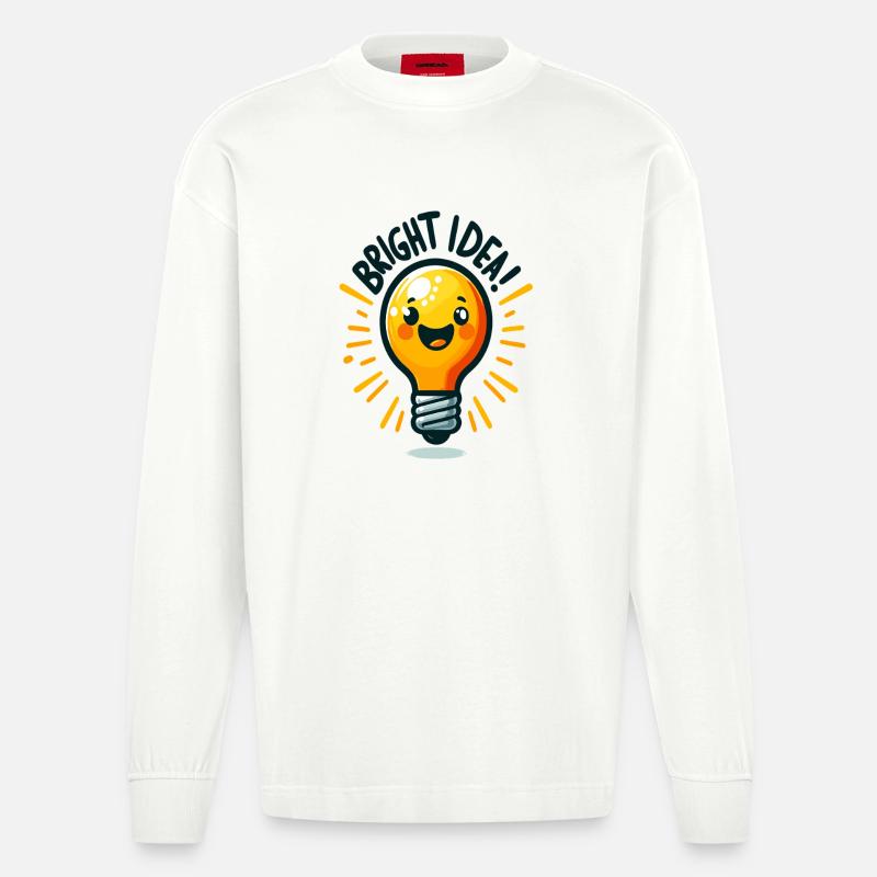 Fröhliche Glühbirne Idee - Heavyweight Oversized Organic Langarmshirt Made in EU - OFF WHITE