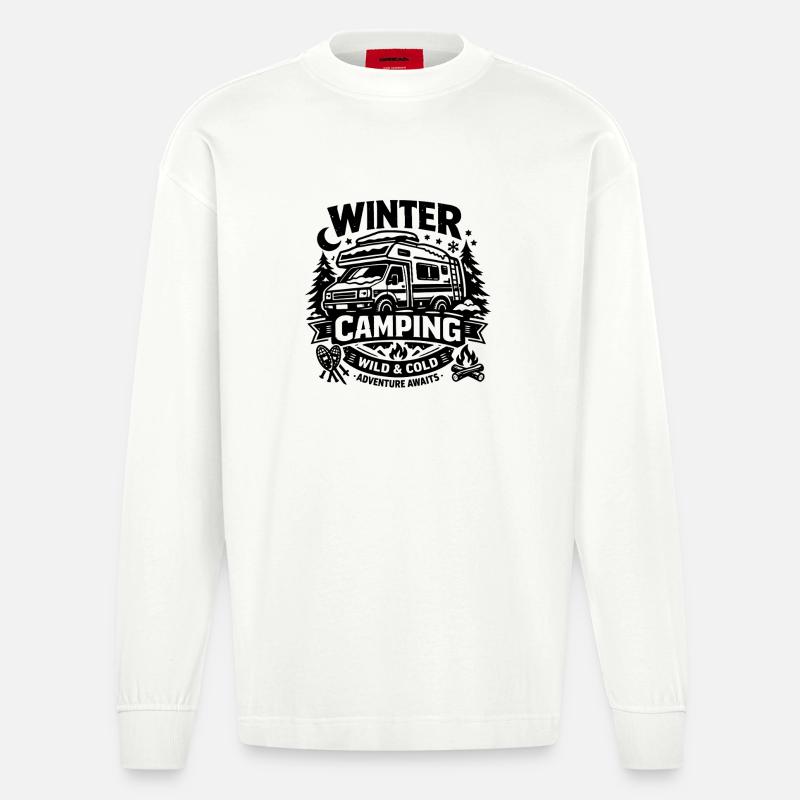 Winter Camping | wild & cold | Adventure - Heavyweight Oversized Organic Langarmshirt Made in EU - OFF WHITE