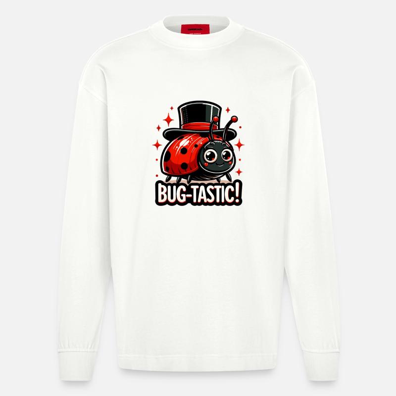 Bug-Tastic: Ladybug Magic Hat - Heavyweight Oversized Organic Longsleeve Shirt Made in EU - OFF WHITE