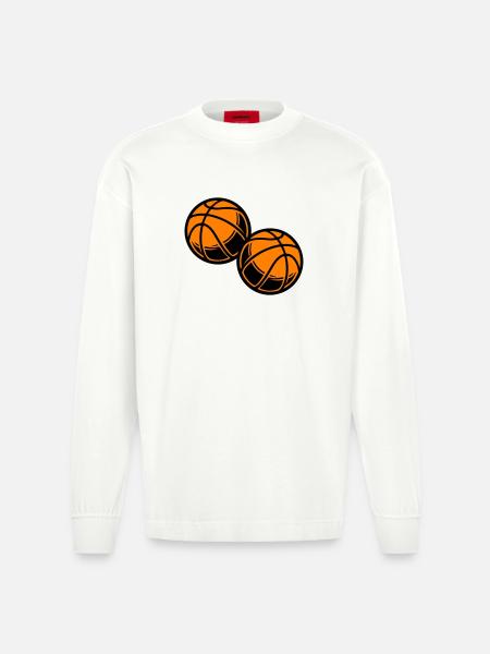 Basketball Symbol Team - Heavyweight Oversized Organic Langarmshirt Made in EU - OFF WHITE