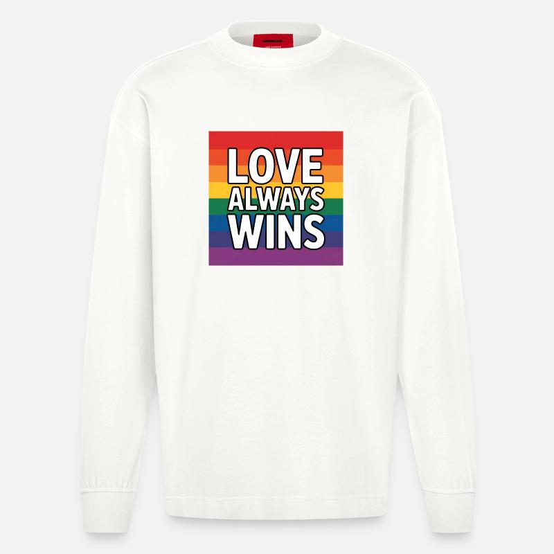Liebe gewinnt immer – Pride Tee - Heavyweight Oversized Organic Langarmshirt Made in EU - OFF WHITE