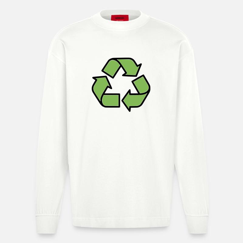 Plan du panneau de recyclage - Manches longues bio épais oversize fabriqué en UE - OFF WHITE