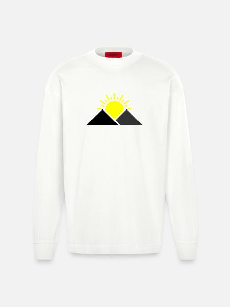 Sun Mountains Landscape - Heavyweight Oversized Organic Longsleeve Shirt Made in EU - OFF WHITE