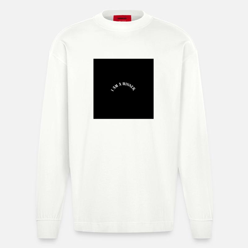 Ich bin ein Gewinner - Heavyweight Oversized Organic Langarmshirt Made in EU - OFF WHITE