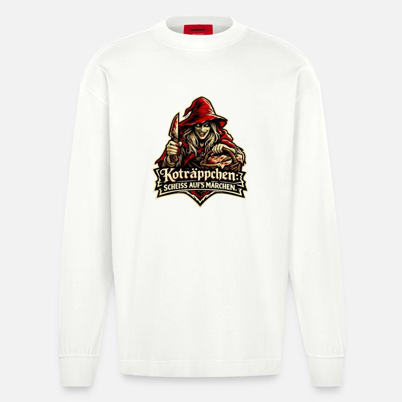 Rotkäppchen (Koträppchen) Parodie: Scheiß Märchen - Heavyweight Oversized Organic Langarmshirt Made in EU - OFF WHITE