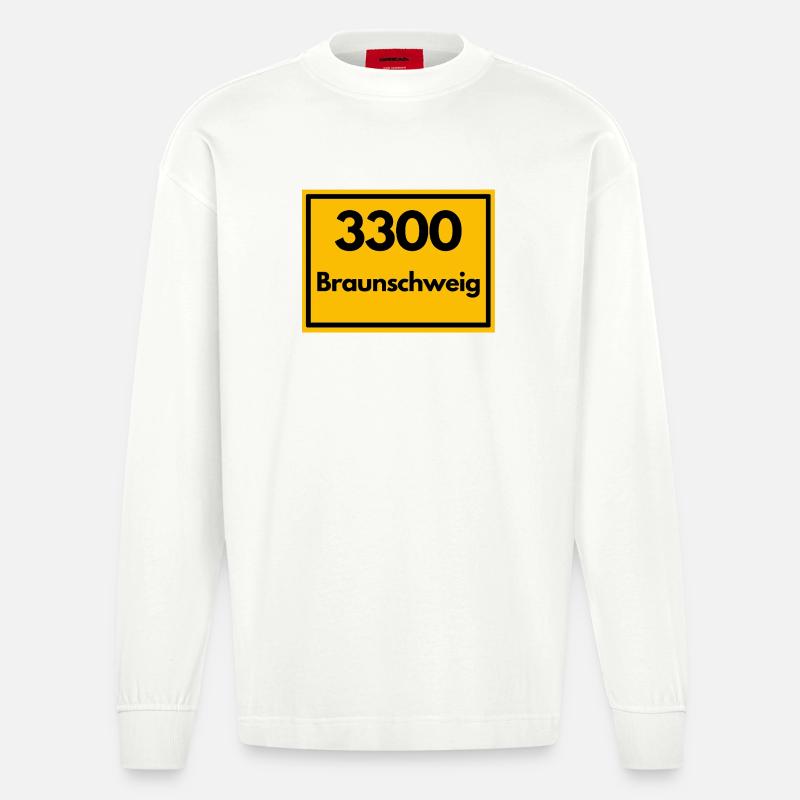 OLD POSTCODE POSTCODE RETRO 3300 BRAUNSCHWEIG - Heavyweight Oversized Organic Longsleeve Shirt Made in EU - OFF WHITE