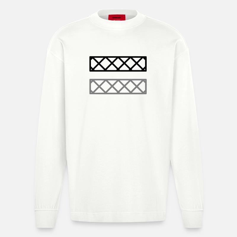 Fence Grid Pattern Frame - Heavyweight Oversized Organic Longsleeve Shirt Made in EU - OFF WHITE