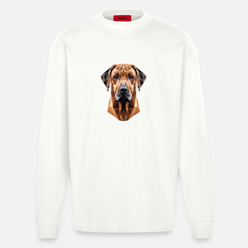 Rhodesian Ridgeback Jagdhund Hunde Stolz Ridgeback - Heavyweight Oversized Organic Langarmshirt Made in EU - OFF WHITE