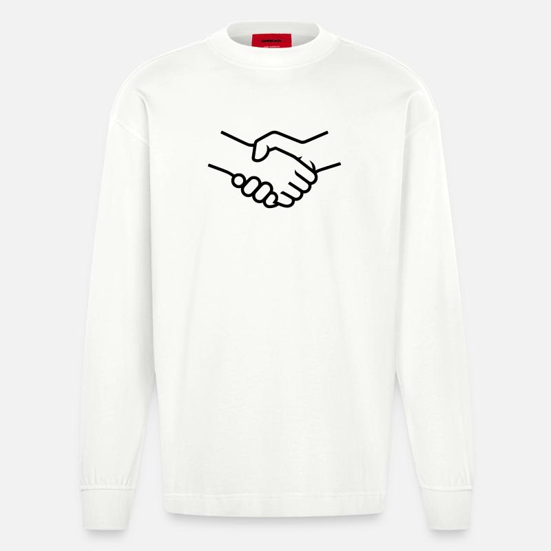 Poignée de main Travail d’équipe - Manches longues bio épais oversize fabriqué en UE - OFF WHITE