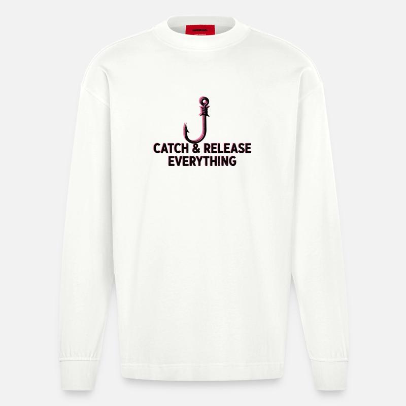 Fang und lass alles los - Heavyweight Oversized Organic Langarmshirt Made in EU - OFF WHITE