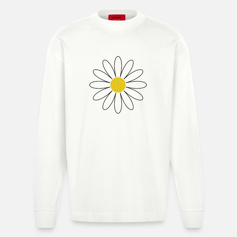 Gänseblümchen Blüte Blume - Heavyweight Oversized Organic Langarmshirt Made in EU - OFF WHITE
