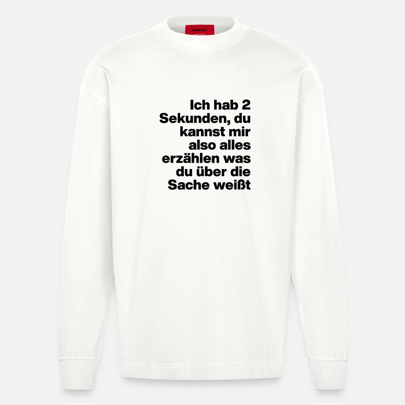2 SECONDES, T’ES STUPIDE ? SARCASME, COQUIN - Manches longues bio épais oversize fabriqué en UE - OFF WHITE