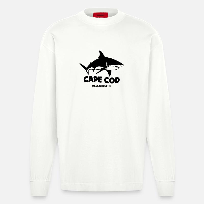 Cape Cod - grands requins blancs - Manches longues bio épais oversize fabriqué en UE - OFF WHITE