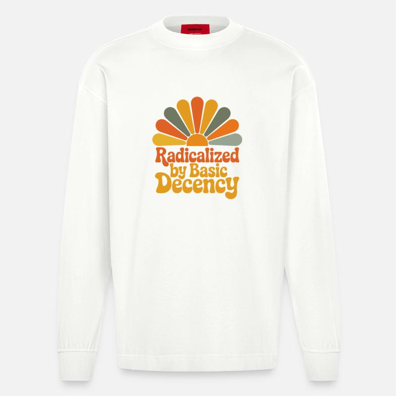 Radicalized by Basic Decency - Heavyweight Oversized Organic Longsleeve Shirt Made in EU - OFF WHITE