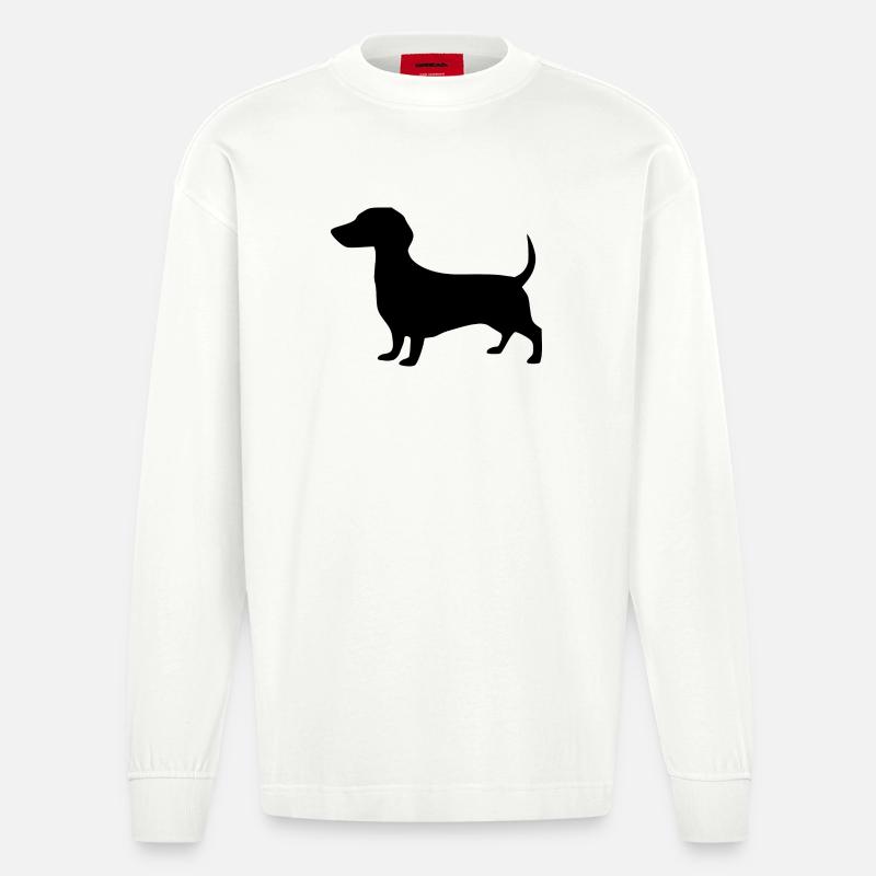 Dachshund Chien Cadeau Amant du teckel - Manches longues bio épais oversize fabriqué en UE - OFF WHITE