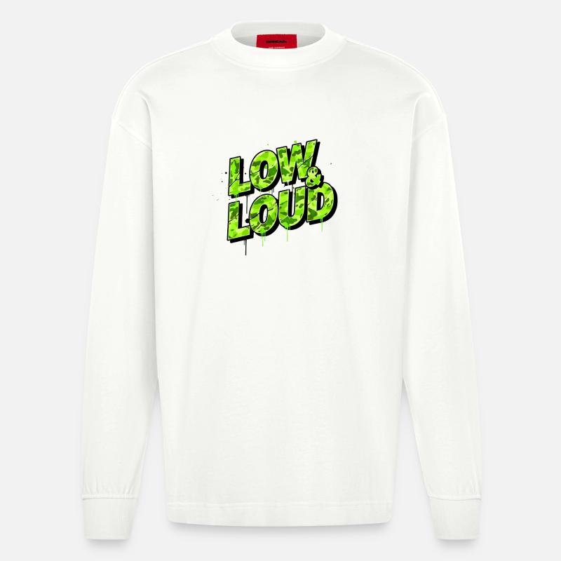 Low & Loud Auto Tuning Szene Design - Heavyweight Oversized Organic Langarmshirt Made in EU - OFF WHITE