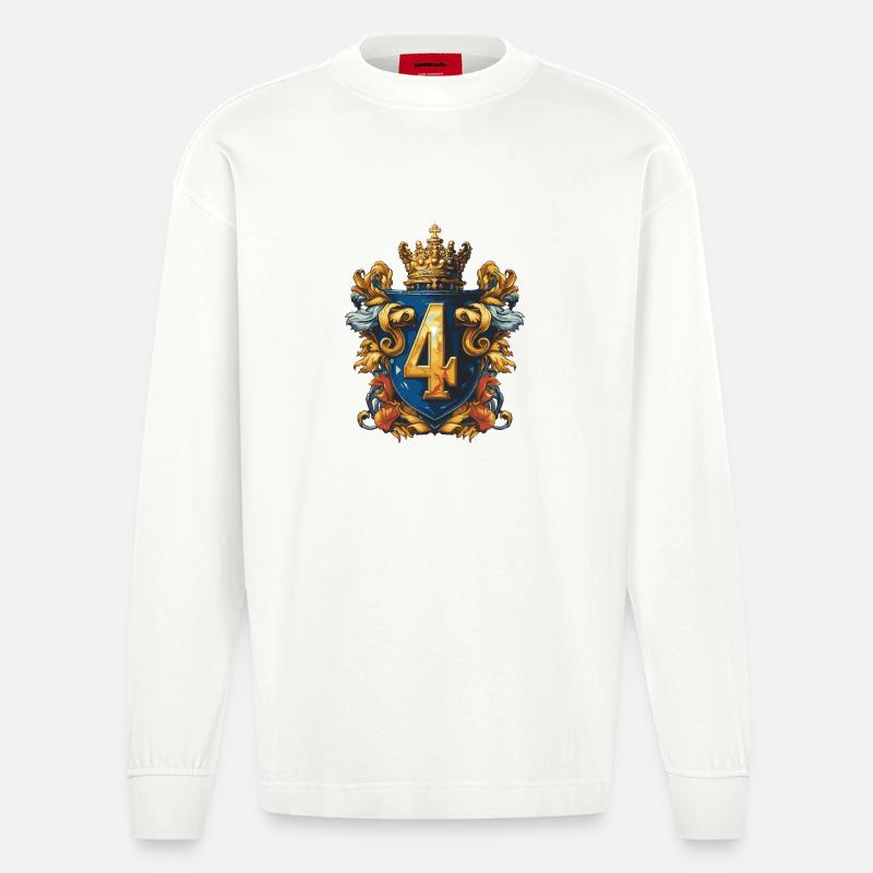 4 Numero di stemmi - Maglia a maniche lunghe ecologica oversize Heavyweight Made in UE - OFF WHITE
