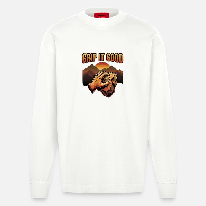 Grip It Good Klettern Bouldern Berge - Heavyweight Oversized Organic Langarmshirt Made in EU - OFF WHITE