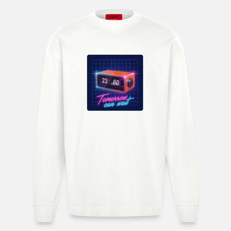 Tomorrow Can Wait - Heavyweight Oversized Organic Langarmshirt Made in EU - OFF WHITE