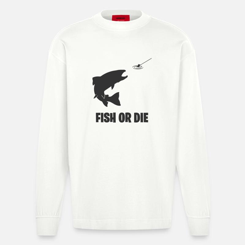 Fisch oder stirb - Heavyweight Oversized Organic Langarmshirt Made in EU - OFF WHITE