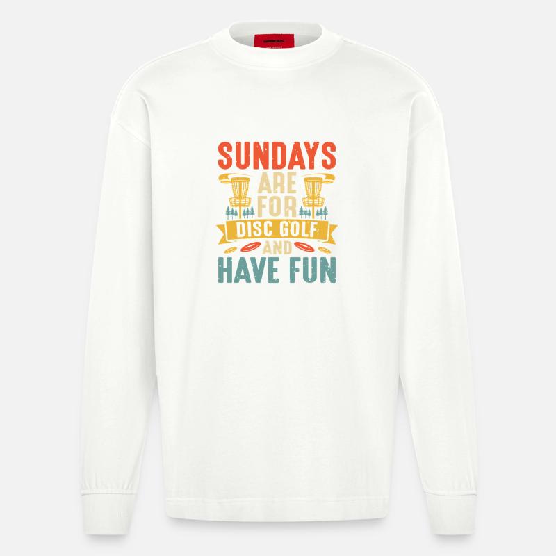 Disc Golf Geschenke Discgolf - Heavyweight Oversized Organic Langarmshirt Made in EU - OFF WHITE