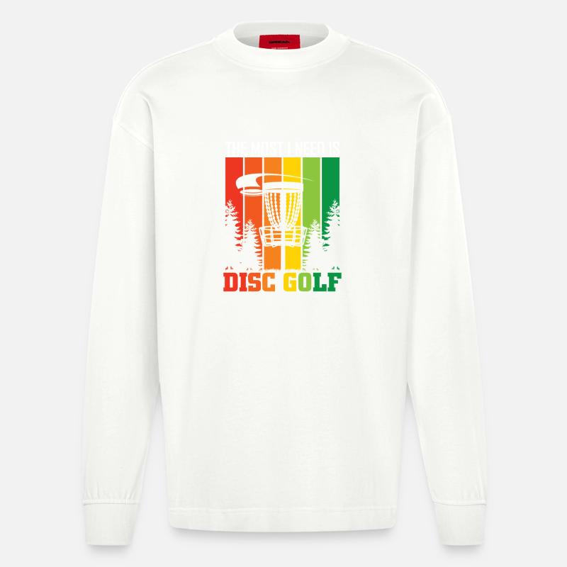 Cadeaux de disc golf Disc Golf - Manches longues bio épais oversize fabriqué en UE - OFF WHITE