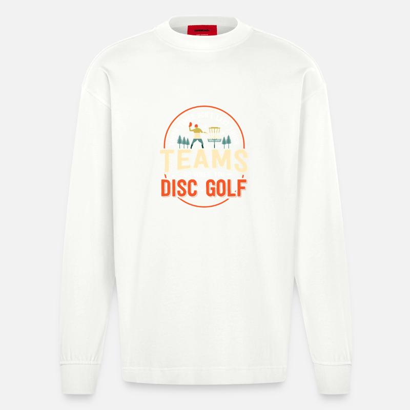 Disc Golf Geschenke Discgolf - Heavyweight Oversized Organic Langarmshirt Made in EU - OFF WHITE