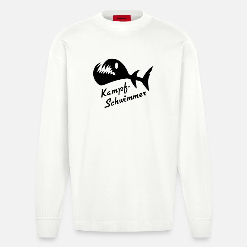 Bataille Poisson Fantasma 2 - Manches longues bio épais oversize fabriqué en UE - OFF WHITE