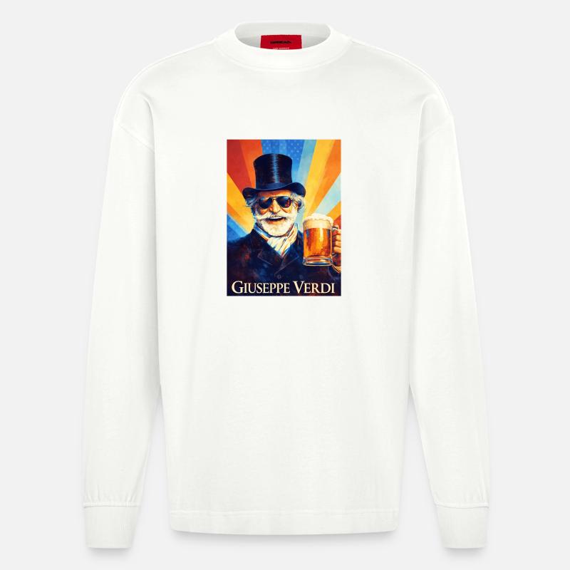 Giuseppe Verdi - Maglia a maniche lunghe ecologica oversize Heavyweight Made in UE - OFF WHITE