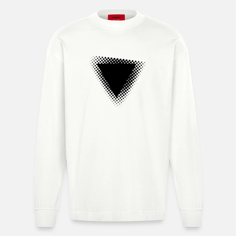 Conception géométrique de triangles à points - Manches longues bio épais oversize fabriqué en UE - OFF WHITE