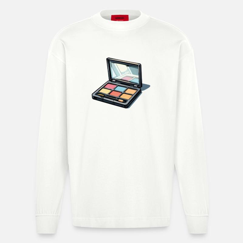 Farbenpalette Kunst: Makeup-Illustration - Heavyweight Oversized Organic Langarmshirt Made in EU - OFF WHITE